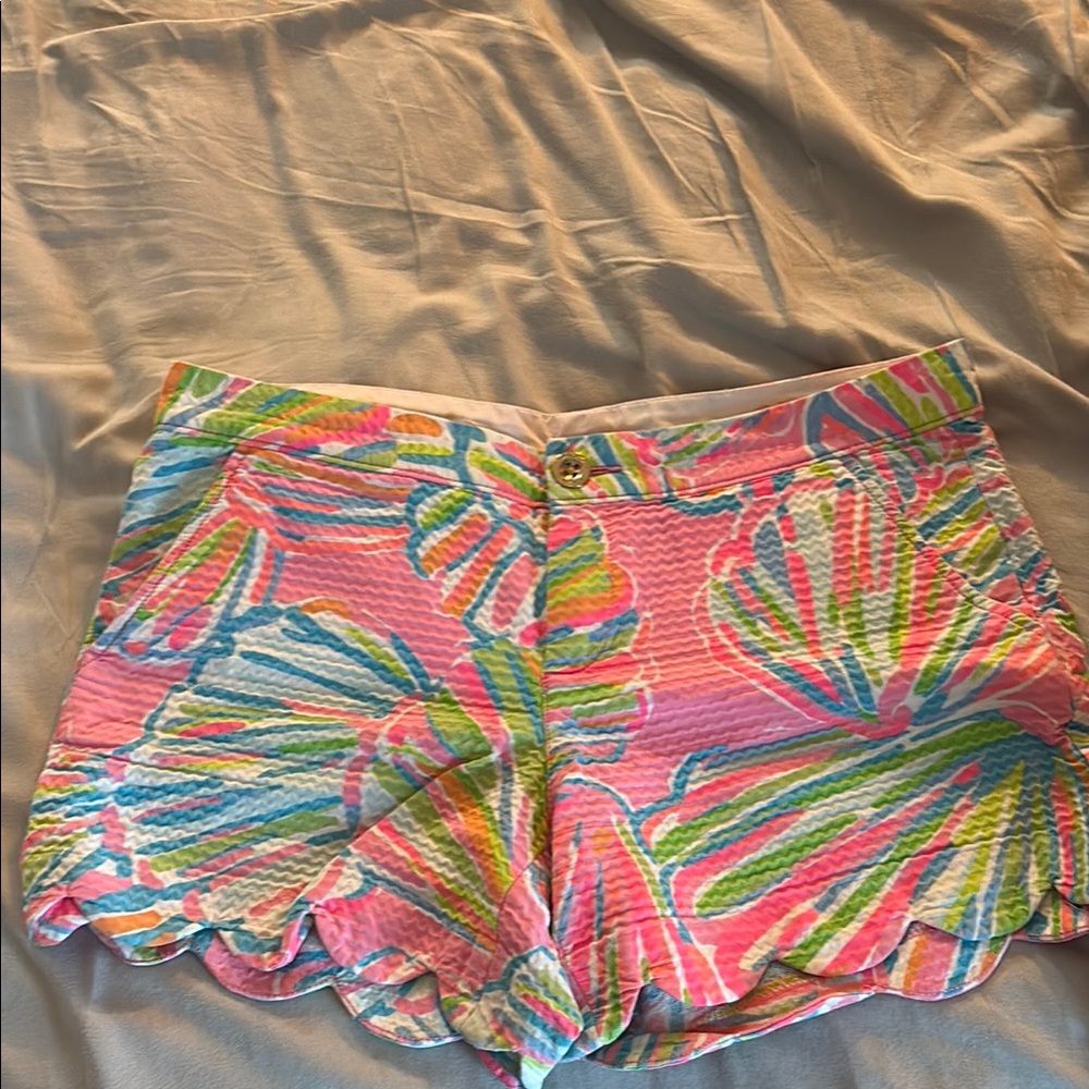Lilly Pulitzer Pink and Green High Waist Tropical Shorts